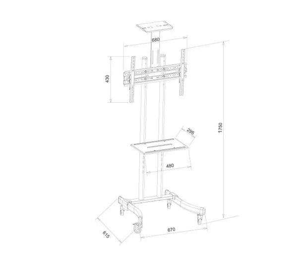 Techly Mobilny stojak do TV 32-70 cali 40 kg regulowany - 1584931 - zdjęcie 3